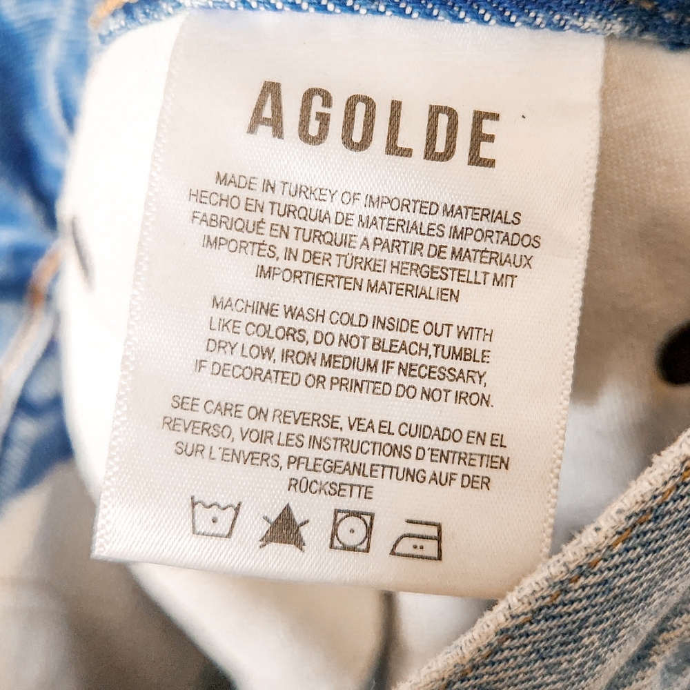 AGOLDE Light Wash Fusion Mid-Rise Relaxed Jeans Rhinestone Butterflies Y2K Sz 27 - Picture 5 of 7